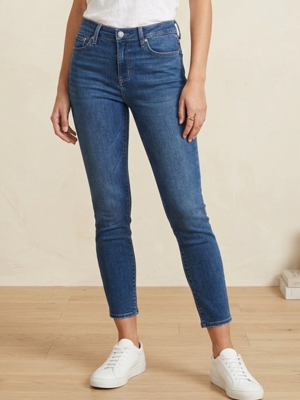 PAIGE Verdugo Crop Mid Rise Blue Denim Jeans‎ 29 Clean Girl Minimalist Capsule
